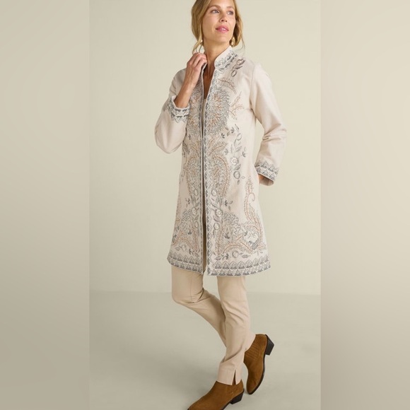 Soft Surroundings Kerala Embellished Natural Beaded Embroidery Jacket Blazer Sml - Picture 2 of 8